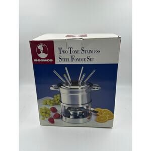 Roshco Rotating Stainless Steel Lazy Susan Fondue Set (58922) NEW IN BOX
